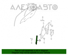 Направляющая стекла двери передней правой Nissan Rogue 07-12