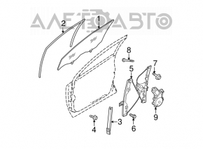 Geam electric cu motor, față stânga, Nissan Rogue 07-12.