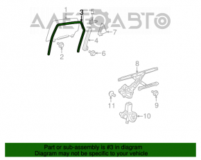 Уплотнитель стекла задний левый Toyota Prius 30 10-15
