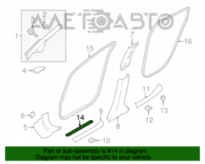 Capacul pragului exterior frontal stânga Nissan Leaf 11-17 negru, zgârieturi