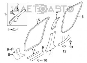 Capacul pragului exterior frontal stânga Nissan Leaf 11-17 negru, zgârieturi