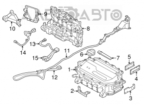 Conversor DC/DC JUNCTION BOX Nissan Leaf 11-12 pentru CHAdeMO, lipsesc fragmentele de cipuri, defecte pe marginea cipurilor.