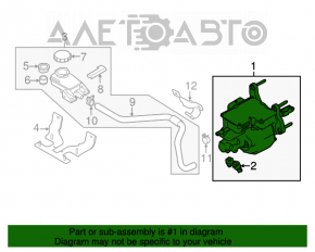 Cilindrul principal de frână cu amplificator de vid asamblat Nissan Leaf 11-12