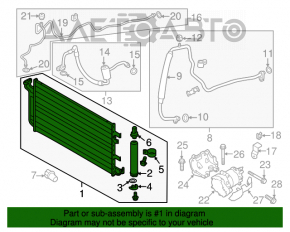 Radiatorul condensatorului de aer condiționat Nissan Leaf 11-12 nou aftermarket.