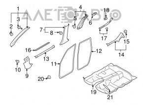 Накладка центральной стойки верхняя ремень левая Subaru Forester 08-13 SH серая