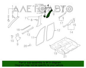 Capacul stâlpului central, curea superioară stânga pentru Subaru Forester 08-13 SH, gri.