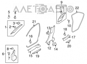 Capacul stâlpului central, curea superioară stânga Suzuki Kizashi 10-15 bej.