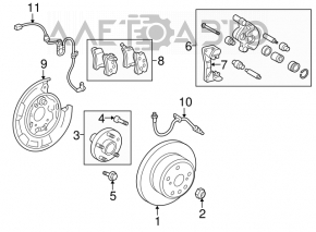 Senzor ABS spate stânga Toyota Highlander 08-13 AWD