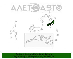 Mecanismul manetei ușii din spate dreapta pentru Subaru Forester 08-13 SH.