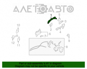 Mânerul ușii exterioare din spate dreapta pentru Subaru Forester 08-13 SH.