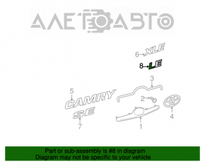 Emblema cu inscripția LE de pe capacul portbagajului Toyota Camry v40