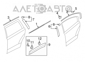 Молдинг дверь-стекло центральный задний левый Subaru Outback 10-14