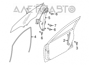 Geam ghid al ușii din față dreapta Subaru Outback 10-14 scurt.