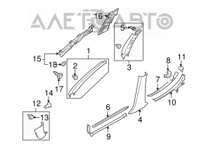 Capacul pragului din spate stânga exterior pentru Subaru Outback 10-14