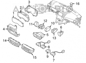 Controlul climatizării manual al Subaru Outback 10-14 este șters, zgâriat.