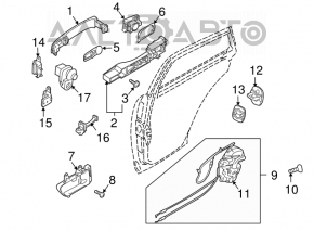 Balama usi sus spate dreapta Infiniti FX35 FX45 03-08 nou original OEM