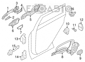 Петля двери нижняя задняя левая Infiniti G25 G35 G37 4d 06-14