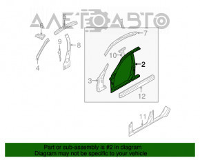 Bara caroseriei centrală stângă Infiniti G25 G35 G37 4d 06-14 tăiată și zdrobită