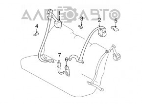 Ремень безопасности задний центр Lexus RX300 RX330 RX350 RX400h 04-09 беж