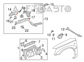 Protecția motorului, arc stânga, Lexus RX300 RX330 04-06