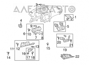 Conductă centrală de aer cu panou pentru Toyota Highlander 08-13 negru.