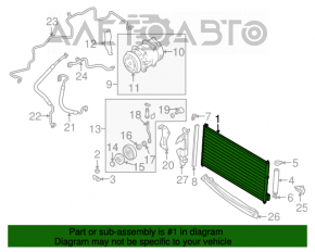 Radiatorul condensatorului de aer condiționat Nissan Murano z50 03-08 se deteriorează, se îndoaie.