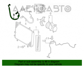 Tubul de aer condiționat, compresorul și radiatorul pentru prima generație Toyota Camry v40 3.5