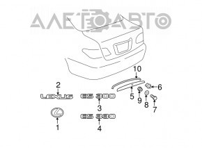 Moldura capacului portbagajului Lexus ES300 ES330 01-06, bandă cromată.