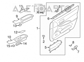 Capacul ușii, cartela frontală dreapta Mazda6 03-08 negru.