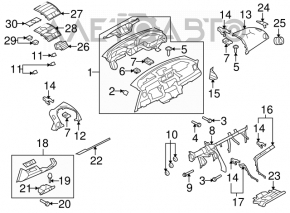 Capacul torpedoului deasupra genunchilor șoferului Mazda6 09-13