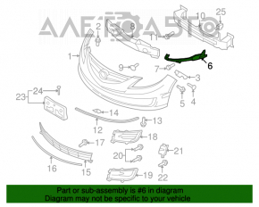 Suportul drept lung pentru bara de protecție față Mazda6 09-13