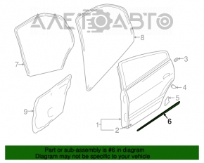 Молдинг дверь-стекло центральный задний правый Mitsubishi Galant 04-12