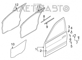 Уплотнитель дверного проема передний левый Mitsubishi Galant 04-12