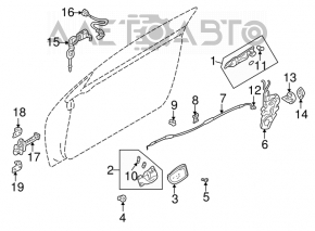 Buclele ușii din față dreapta de jos pentru Mitsubishi Galant 04-12.