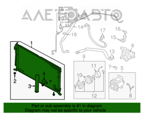 Radiatorul condensatorului de aer condiționat Mitsubishi Galant 04-12