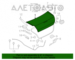 Крышка багажника Mitsubishi Galant 04-06 серебро тычки