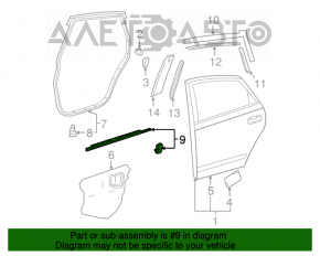 Moldură ușă-sticlă spate centrală stânga Toyota Prius 2004-2009