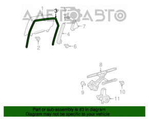 Уплотнитель стекла задний правый Toyota Prius 20 04-09