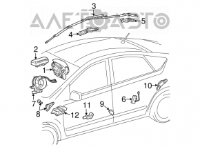 Airbagul de siguranță în volanul șoferului Toyota Prius 2004-2009, negru.