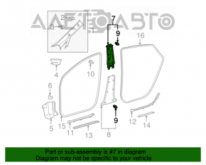 Capacul stâlpului central, curea superioară stânga, bej, Toyota Prius 2004-2009.