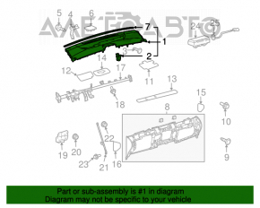 Panoul frontal superior al torpedo-ului fără AIRBAG pentru Toyota Prius 2004-2009 sub JBL