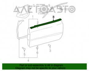 Молдинг двери центральный передней левой Toyota Solara 2.4 04-08