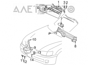 Rezervorul de spălare a parbrizului pentru Toyota Camry v30 2.4 fără capac