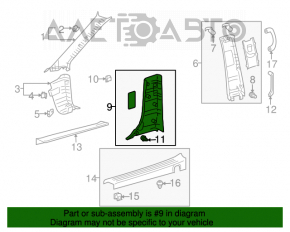 Capacul stâlpului central, partea de jos, stânga, Toyota Sienna 04-10