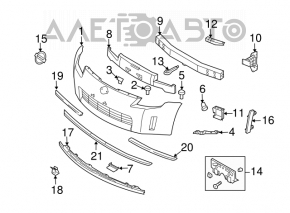 Absorbantul de bara fata Nissan 350z 03-08 lipseste o parte din dreapta, ghidajele sunt rupte, fisurate