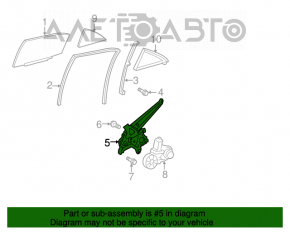 Mecanismul de ridicare a geamului din spate dreapta pentru Toyota Camry v55 15-17 SUA