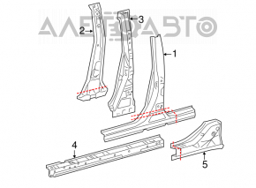 Bara caroseriei centrală stângă Toyota Camry v50 12-14 SUA a fost tăiată.