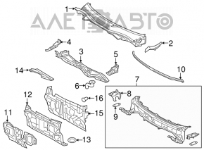 Решетка дворников пластик Toyota Camry v50 12-14 usa надлом креп