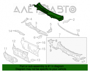 Grila stergatoarelor din plastic pentru Toyota Camry V50 12-14 SUA, cu suportul rupt.