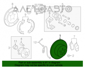 Placă de frână spate dreapta Toyota Avalon 13-18 280/10mm ruginită.